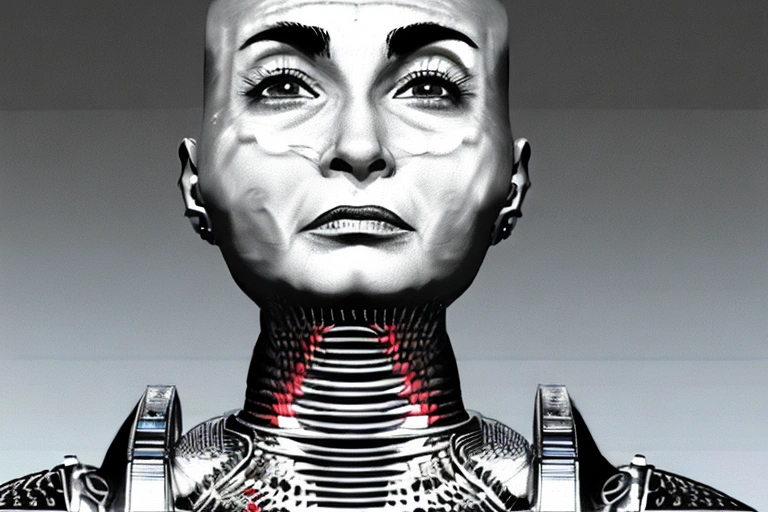 A picture of Sophia the Robot 2021 painted by Wayne Barlowe. Trending on ArtStation. 8k resolution. Highly detailed. Extremely intricate. Hyper detailed. Digital art. Monochrome. High contrast. cinematic lighting. Unreal engine. S 1 5 0T graphics. Trending on Artstation. Highly detailed. Beautiful. High quality. Highly detailed. Donald Trump as the background. Starry Wallina. Cinematic. Fantasy art. Highly Detailed. High resolution. 4k. 8k. Extremely ornated. detailded. award  Golden.