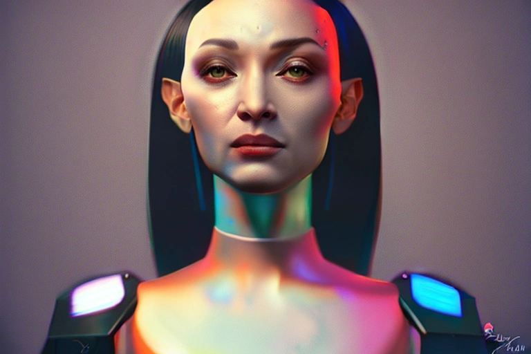 sophia ai robot by tom bagshaw in the style of gaston bussi Cyberpunk