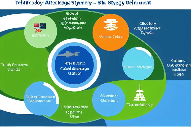 A diagram of a technology stack representing the various components of a global defense system.