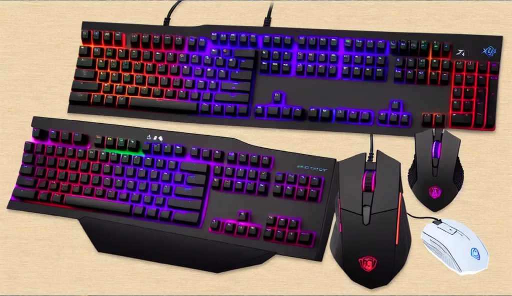 A gaming keyboard and mouse set that includes a gaming mouse