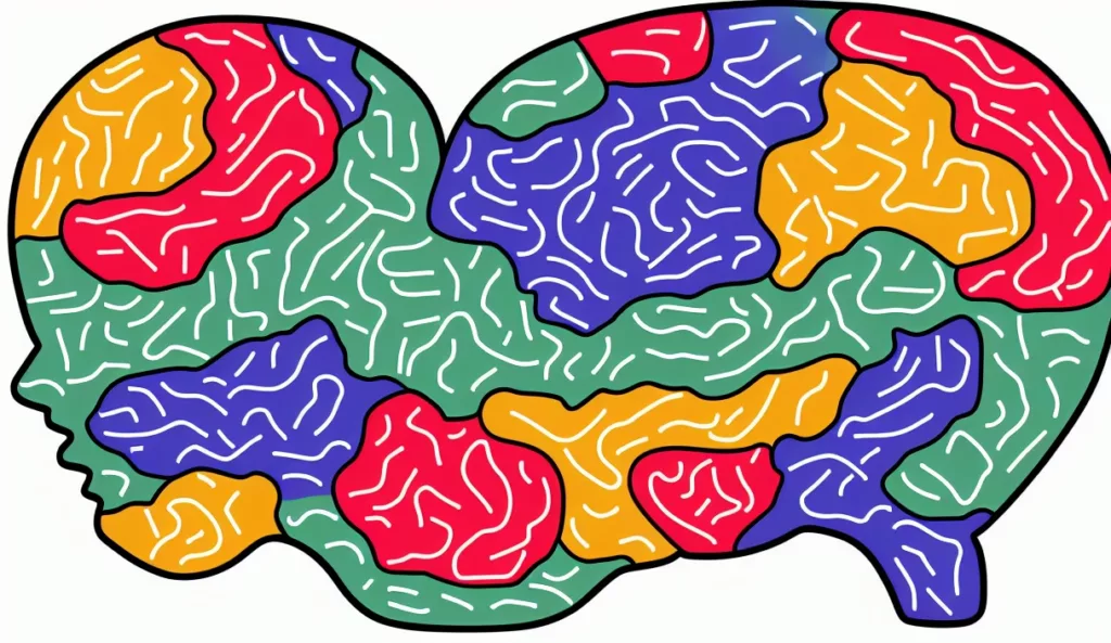 A humanbrain image with a diagram of the different intelligence types.