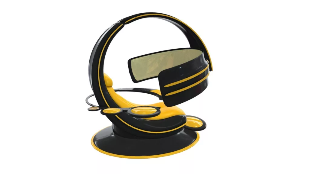 Gaming chair 'Kiiro' - a yellow and black chair with a mirror