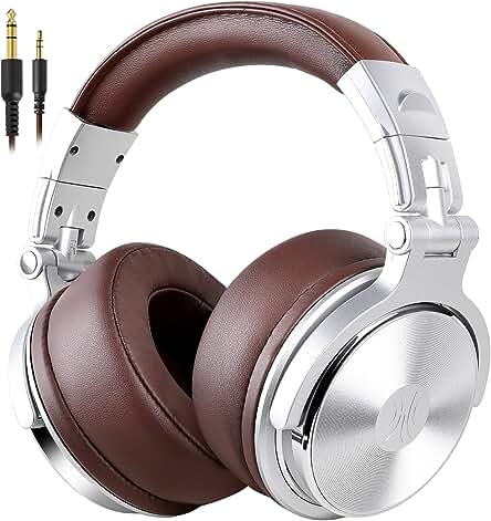 Silver Foldable Over-Ear Headphones with Premium Stereo Sound and Microphone