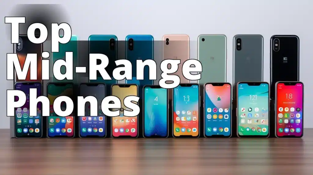 A collage of the top mid-range smartphones