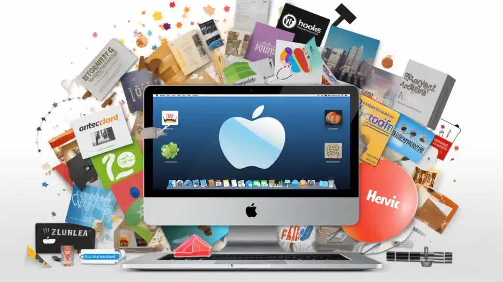 The featured image should contain a visually appealing collage of various Mac cleaning software inte